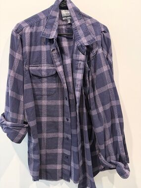 Bonobos Navy and Lavender Plaid Button-Up Shirt